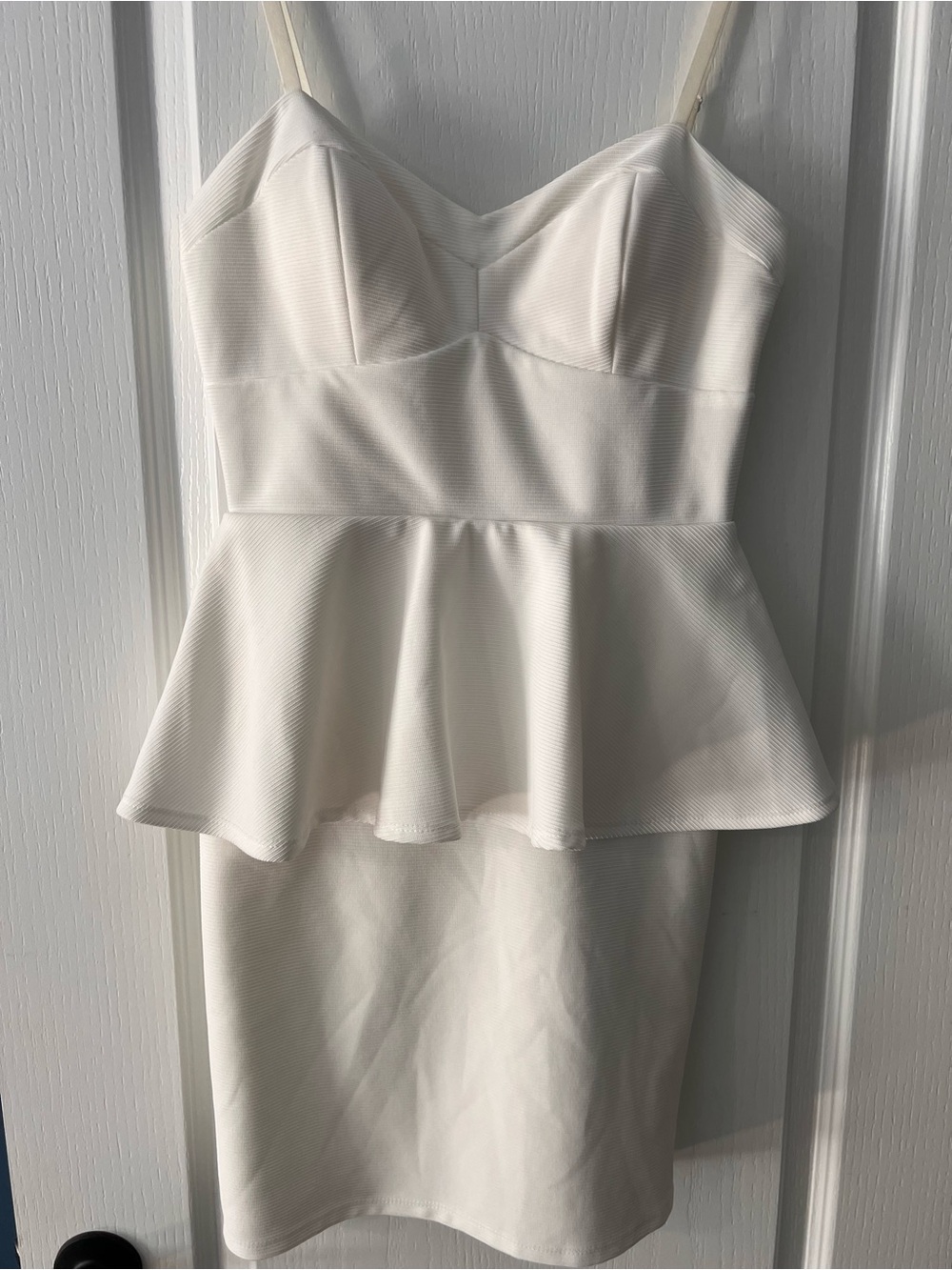 Lily Rose Cream Strapless Peplum Bodycon Dress
